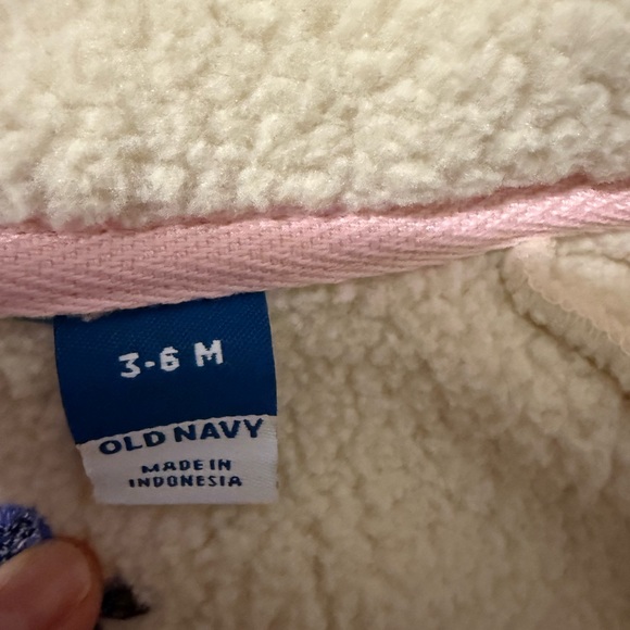 Old Navy Cream Sherpa Jacket with Blue Embroidery - Picture 3 of 4